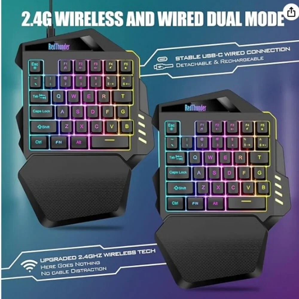 RedThunder Wireless One-Handed Gaming Keyboard